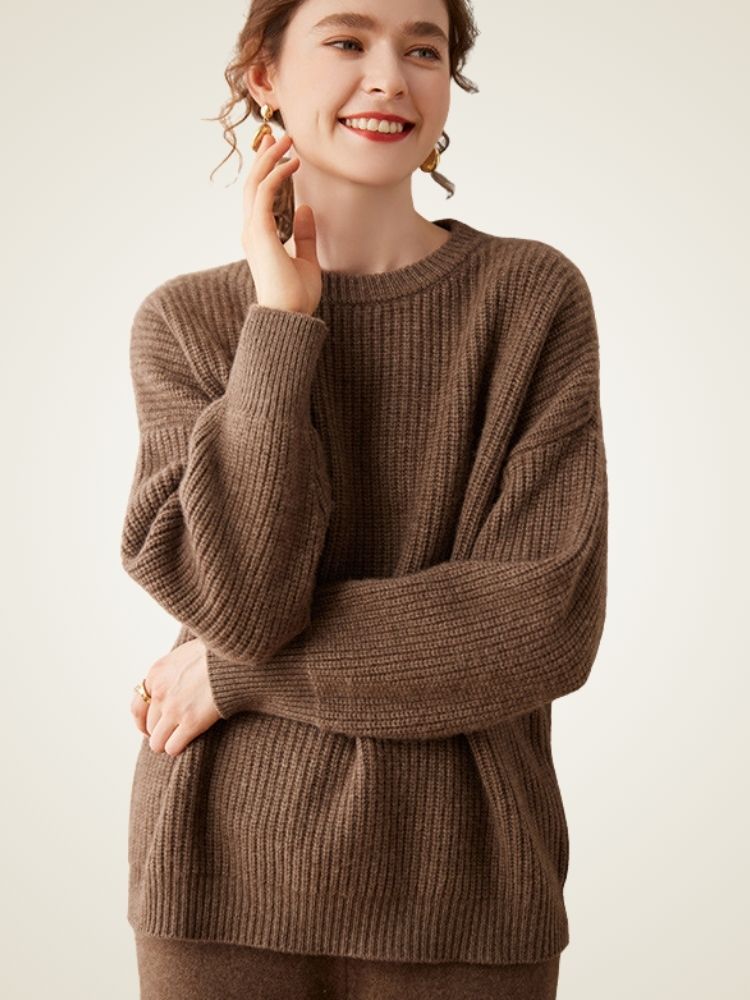 Meirae - Crew Neck Cashmere Sweater | The Cashmere Studio
