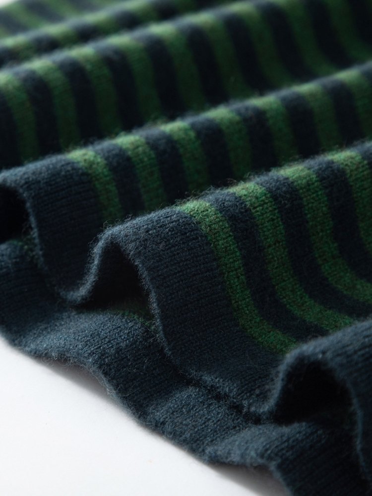Lioraen - Green Striped Cashmere Dress | The Cashmere Studio