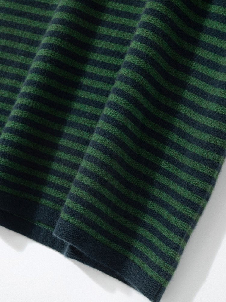 Lioraen - Green Striped Cashmere Dress | The Cashmere Studio