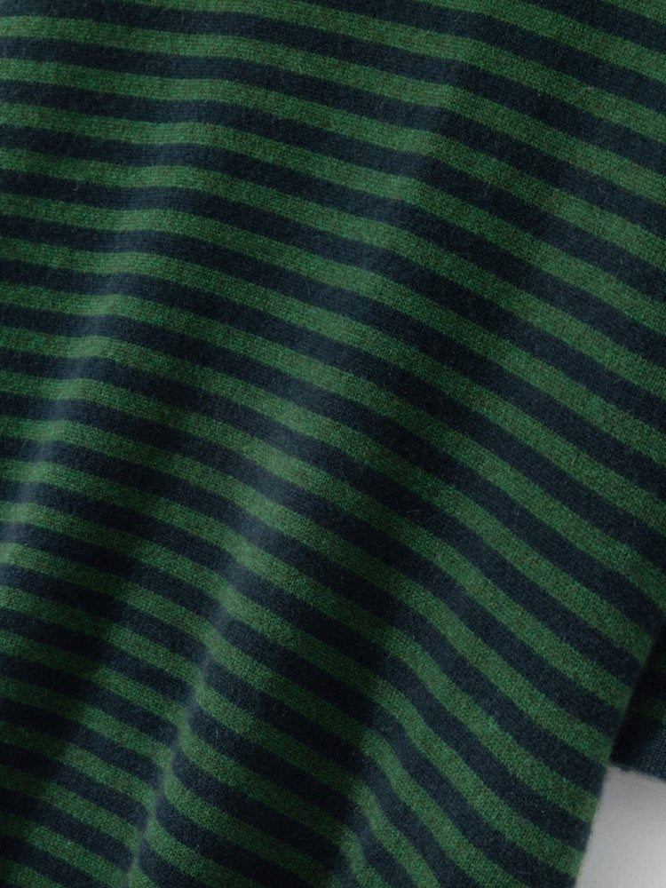Lioraen - Green Striped Cashmere Dress | The Cashmere Studio