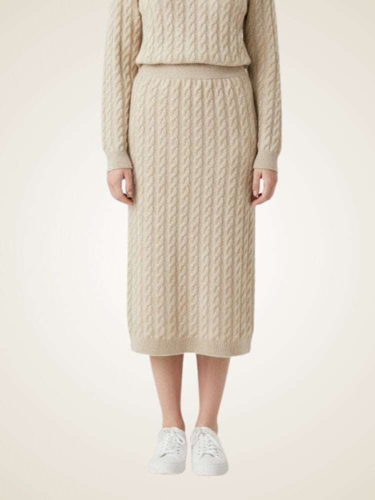 Velindra - Cable-Knit Cashmere Skirt | The Cashmere Studio
