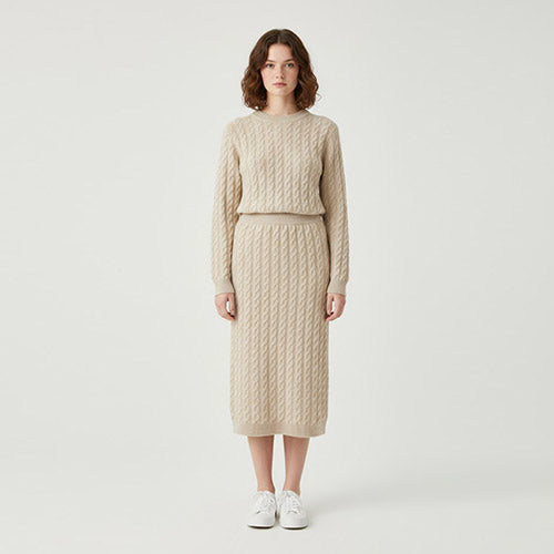 Velindra - Cable-Knit Cashmere Skirt | The Cashmere Studio