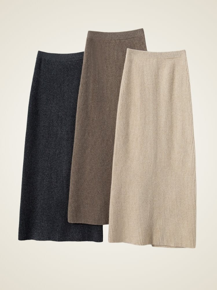 Ravelia - Ribbed Cashmere Skirt | The Cashmere Studio