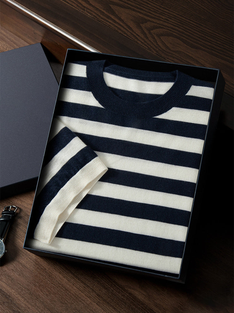 Cullen - Striped Cashmere T-Shirt | The Cashmere Studio
