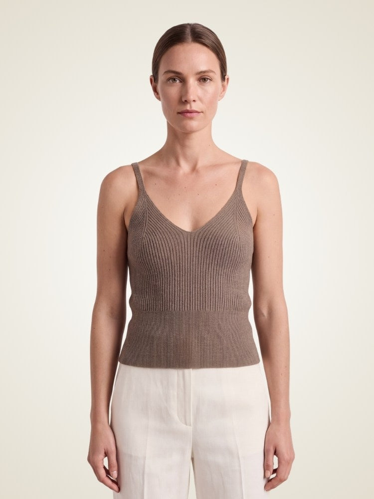 Vaessia - Ribbed Cashmere Top | The Cashmere Studio