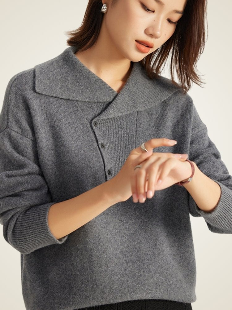 Rosendra - Buttoned Cashmere Sweater | The Cashmere Studio