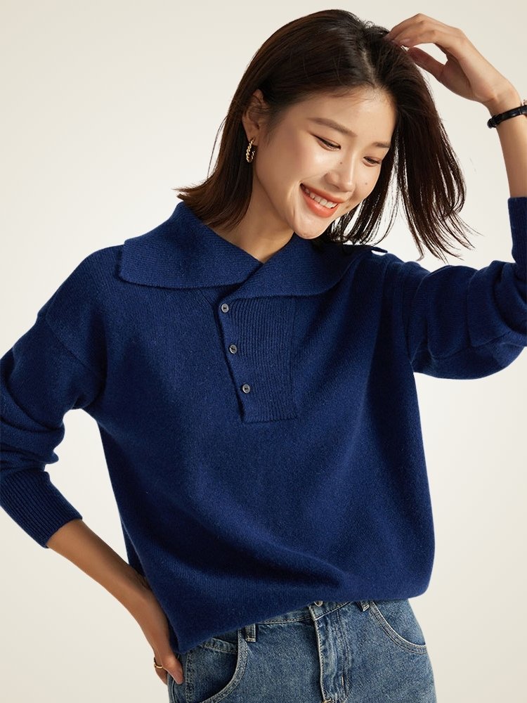 Rosendra - Buttoned Cashmere Sweater | The Cashmere Studio