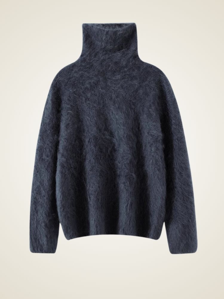 Lenora - Charcoal Gray Brushed Cashmere Sweater | The Cashmere Studio