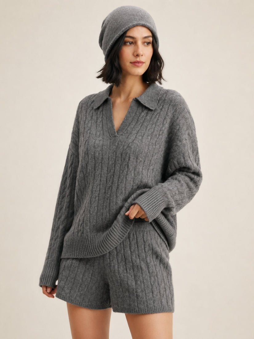 Corinna - Dark Gray Set, Full View | The Cashmere Studio