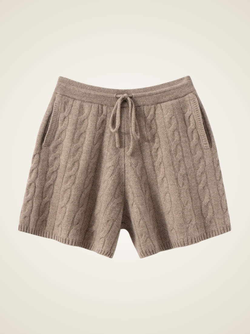 Corinna - Taupe Cashmere Shorts | The Cashmere Studio