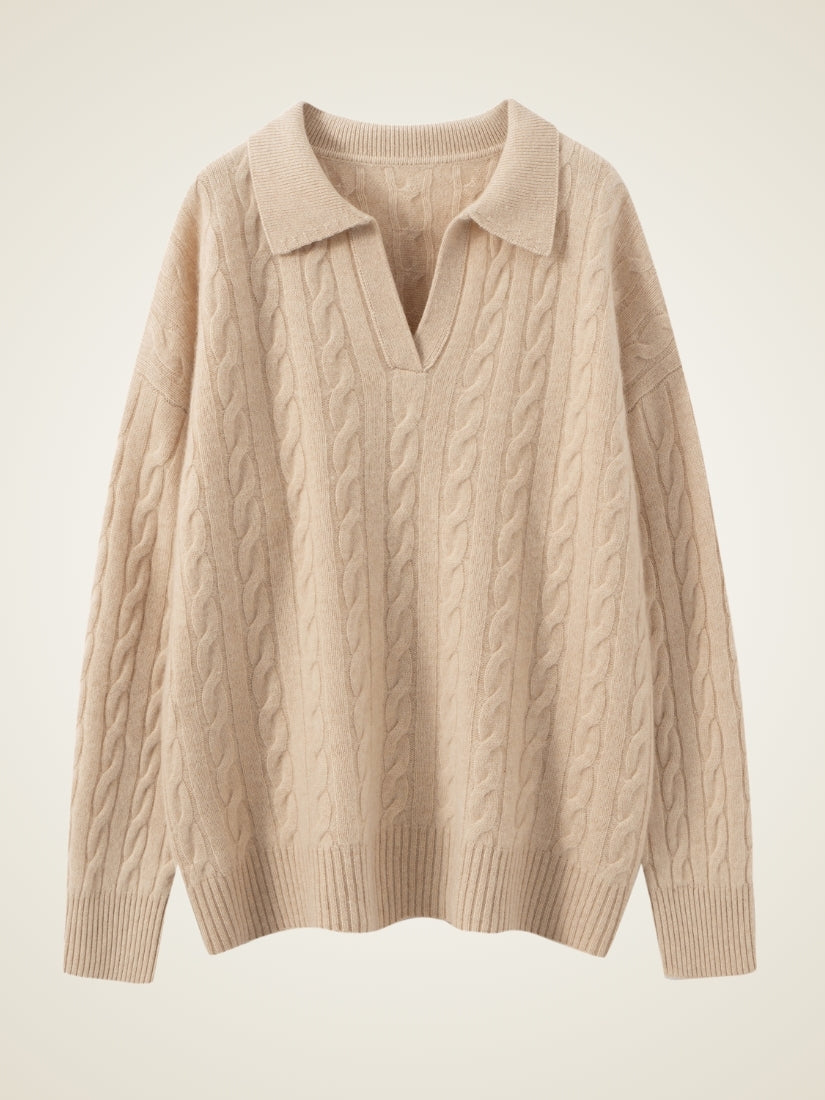 Corinna - Beige Cashmere Sweater | The Cashmere Studio