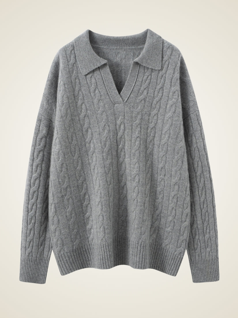 Corinna - Light Gray Cashmere Sweater | The Cashmere Studio