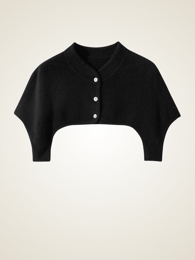 Taisia - Black Cropped Cashmere Cardigan | The Cashmere Studio
