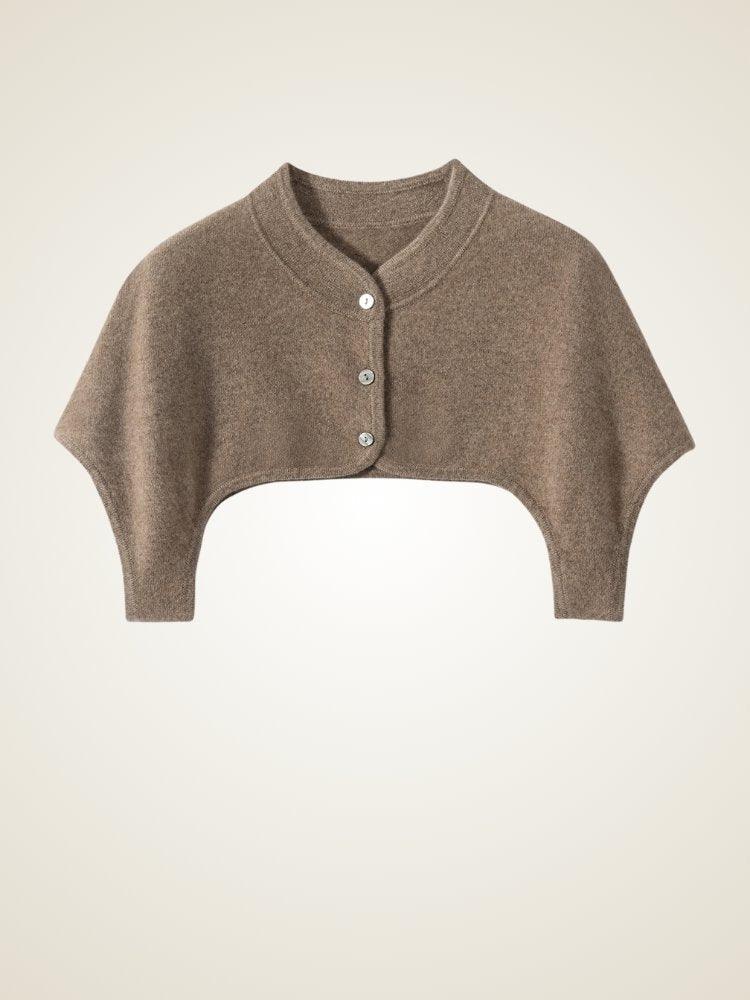 Taisia - Taupe Cropped Cashmere Cardigan | The Cashmere Studio