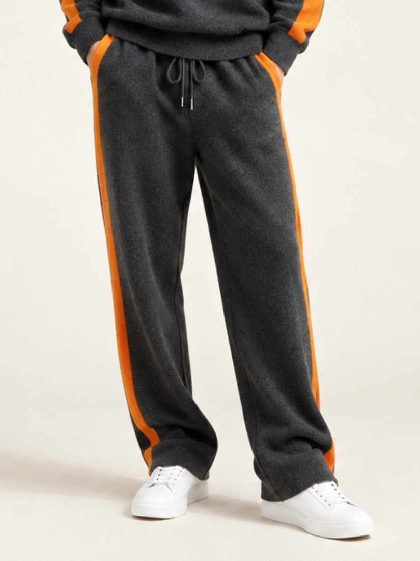 Darien — Dark Gray Side-Stripe Cashmere Pants | The Cashmere Studio