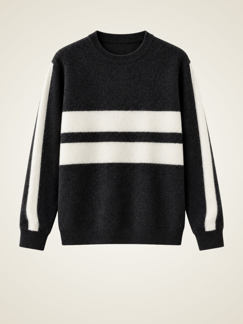 Darien — Side-Stripe Cashmere Sweater | The Cashmere Studio