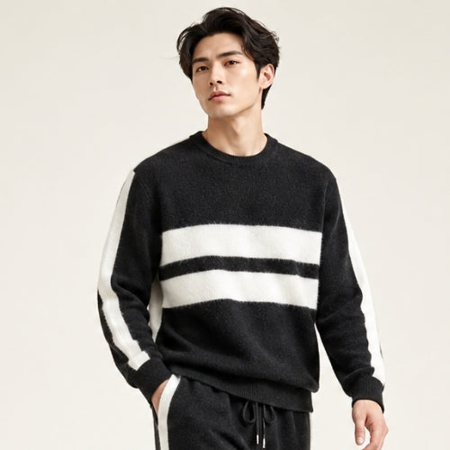 Darien — Side-Stripe Cashmere Sweater | The Cashmere Studio