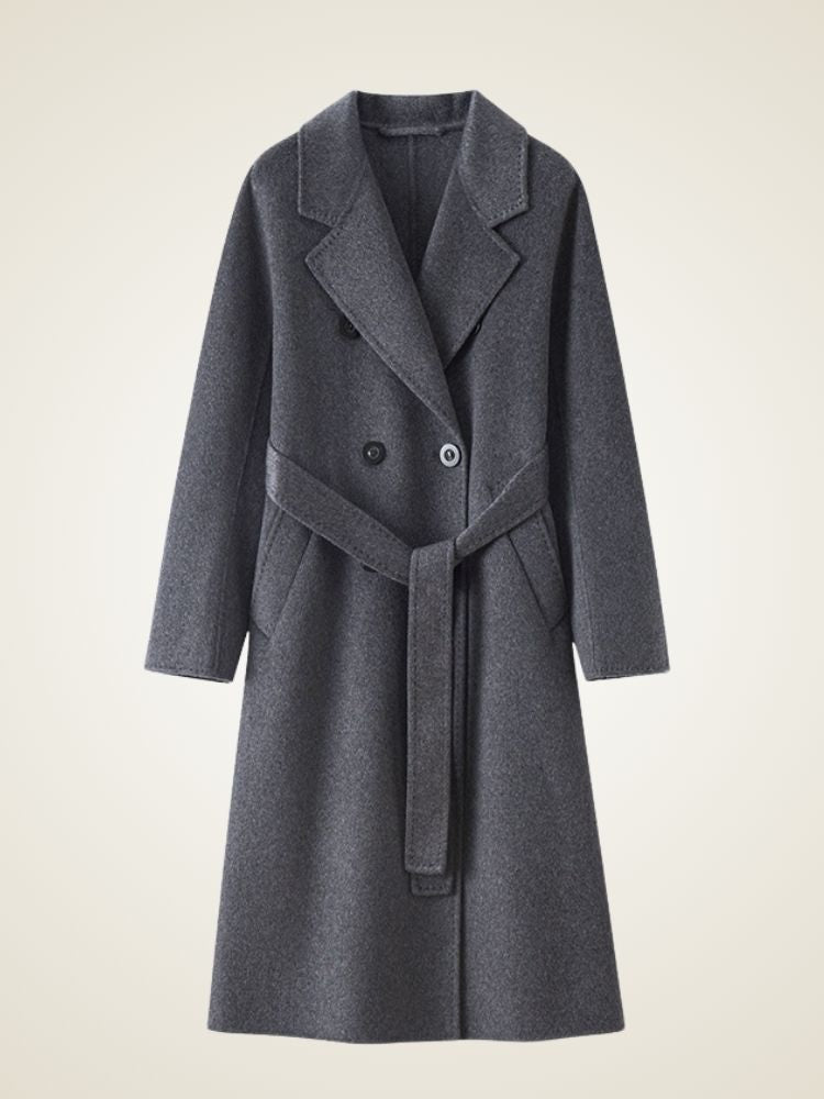 Ayana - Dark Gray Double-Breasted Cashmere Coat | The Cashmere Studio