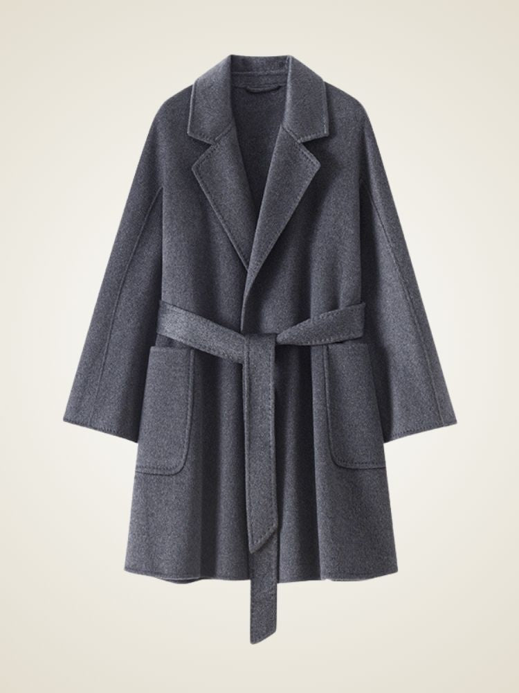 Elliana - Dark Gray Classic Cashmere Coat | The Cashmere Studio