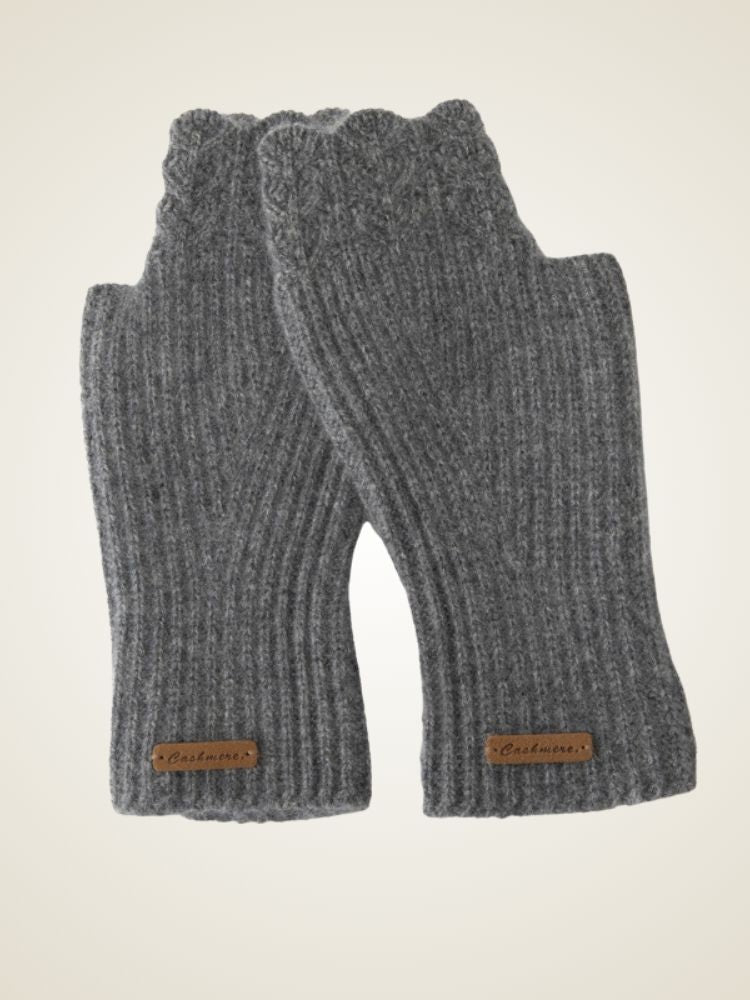 Merida - Dark Gray Cashmere Fingerless Gloves | The Cashmere Studio