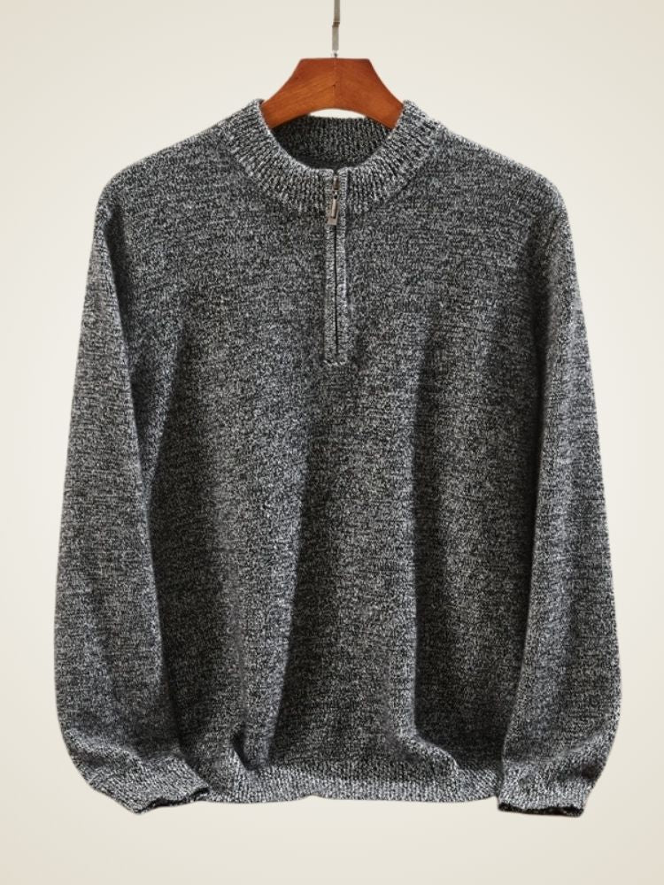 Emery - Dark Gray Half-Zip Cashmere Sweater | The Cashmere Studio