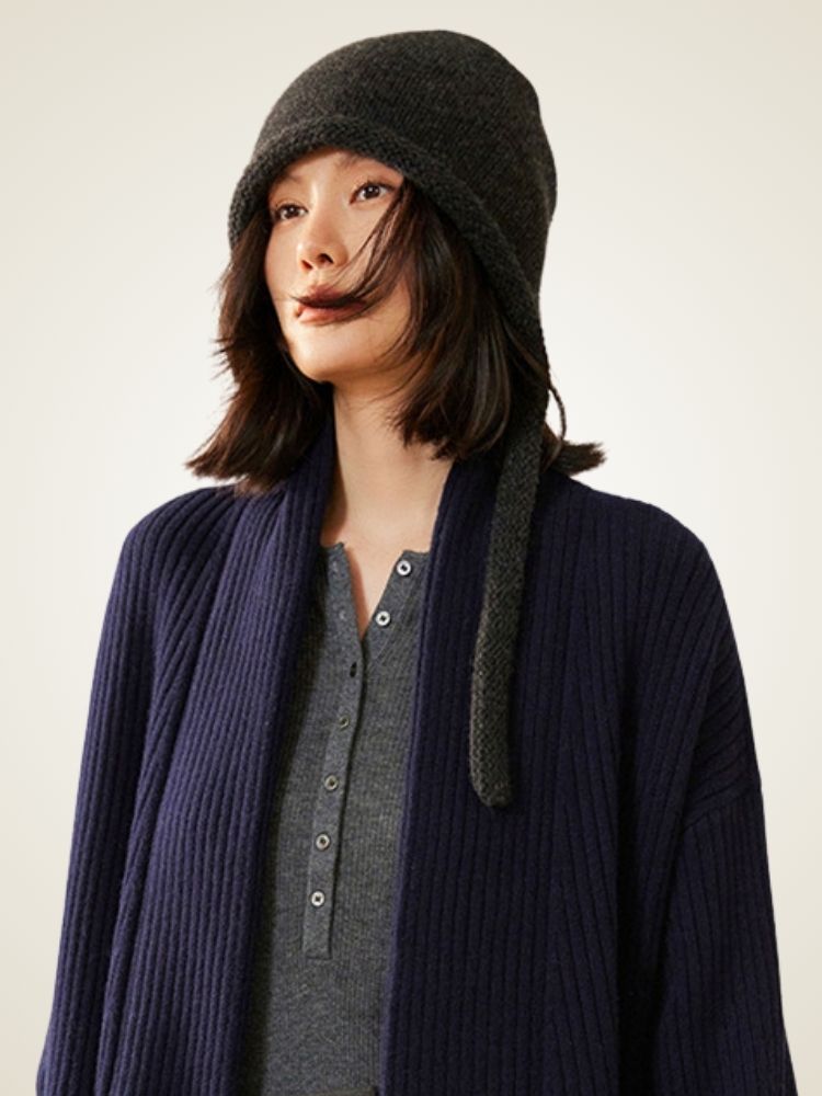 Leili - Dark Gray Cashmere Bonnet | The Cashmere Studio