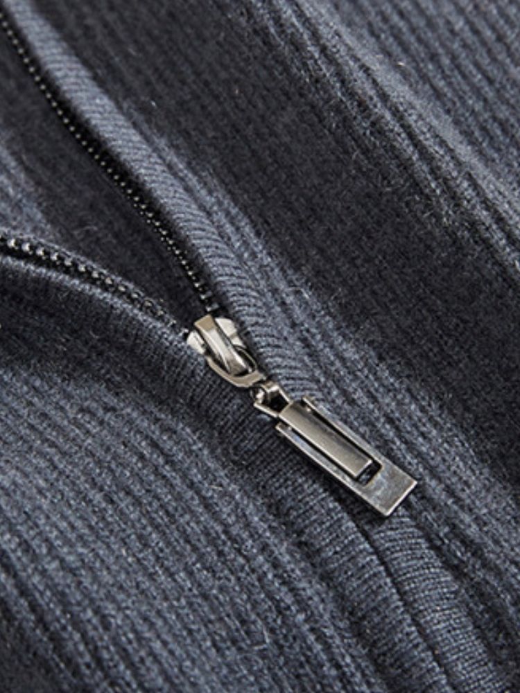 Maverick - Dark Gray Zip-Up Cashmere Sweater | The Cashmere Studio