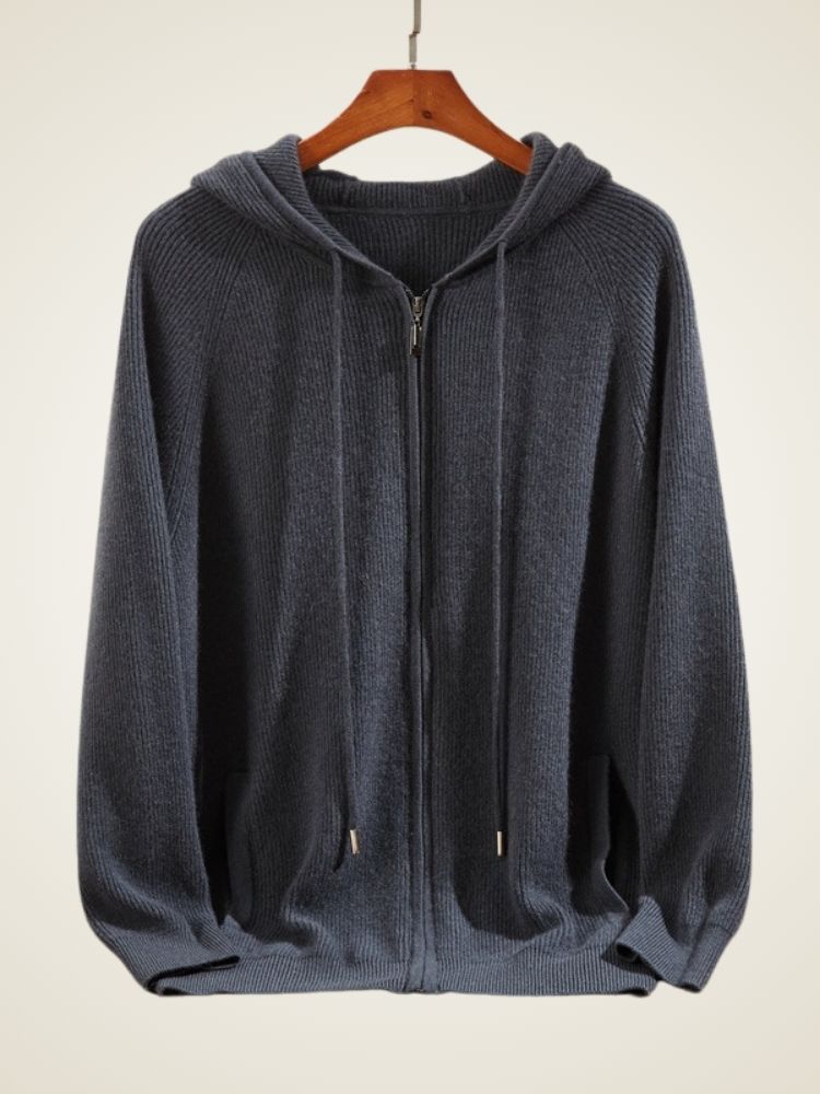 Maverick - Dark Gray Zip-Up Cashmere Sweater | The Cashmere Studio