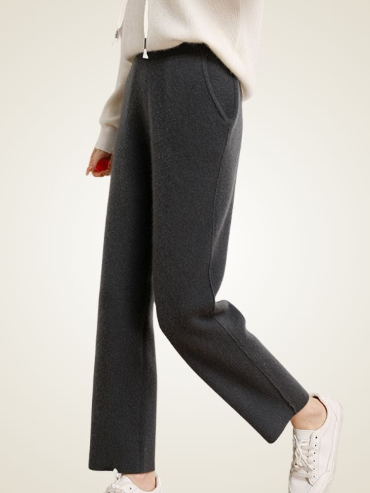 Clelia - Dark Gray Tapered Cashmere Pants | The Cashmere Studio