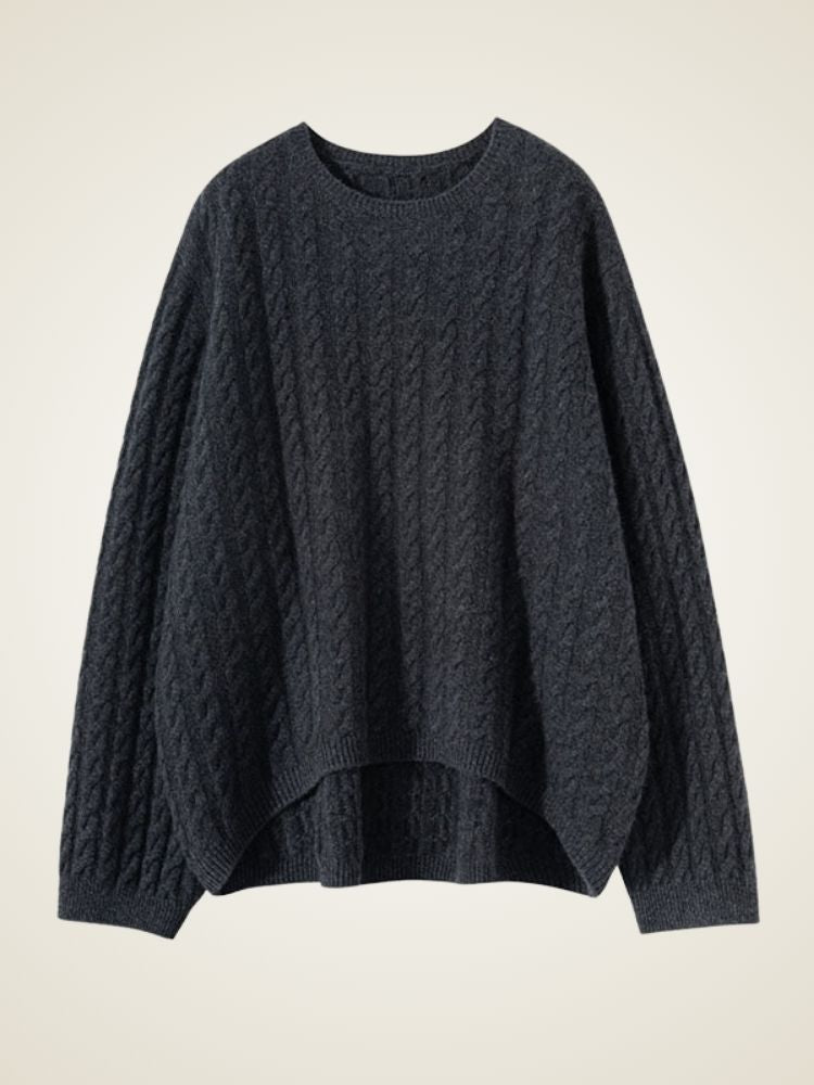 Natalina - Dark Gray Cable-Knit Cashmere Set | The Cashmere Studio