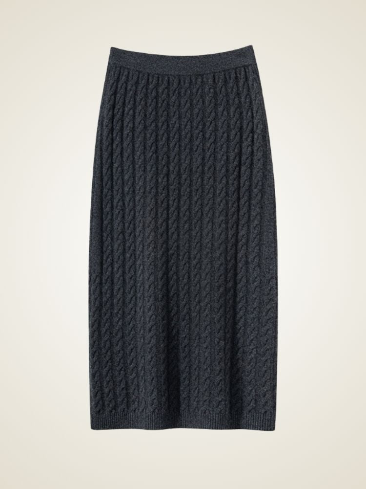 Natalina - Dark Gray Cable-Knit Cashmere Set | The Cashmere Studio