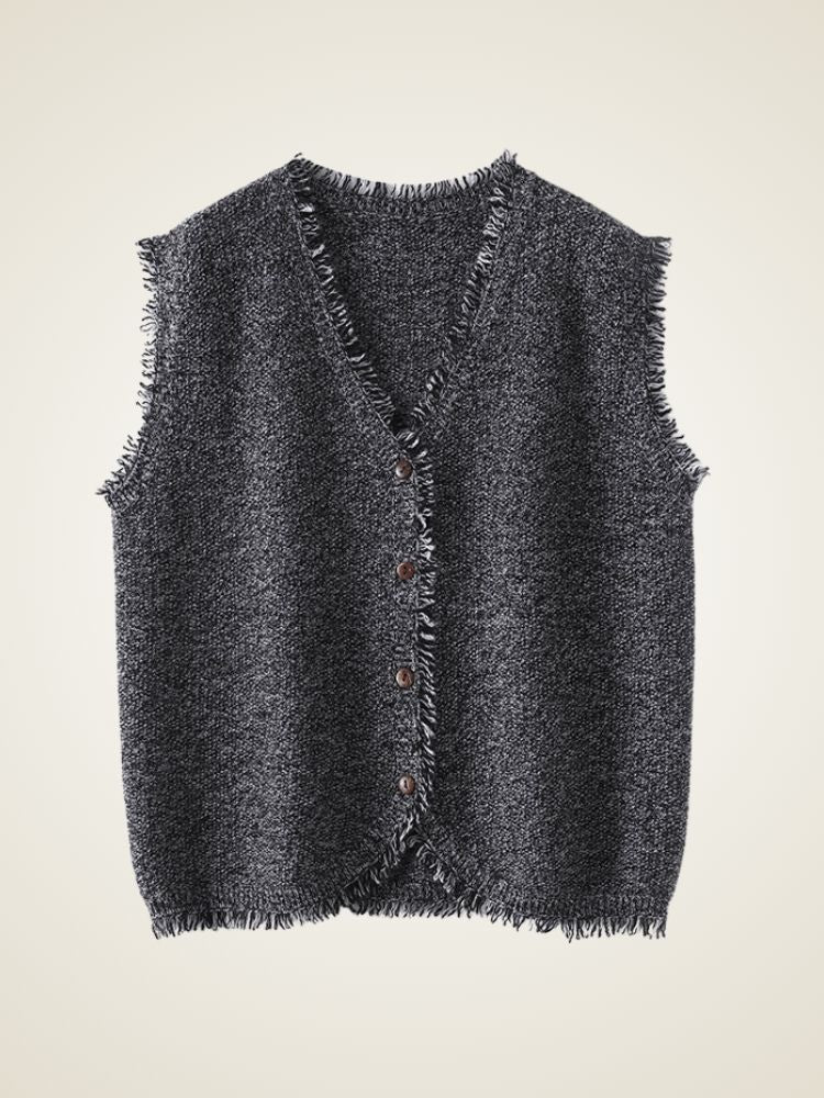 Ailani - Dark Gray Tailored Cashmere Vest | The Cashmere Studio