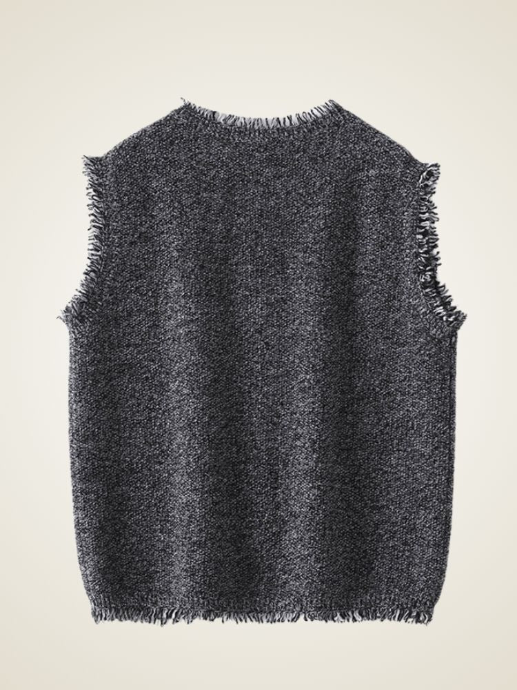 Ailani - Dark Gray Tailored Cashmere Vest | The Cashmere Studio