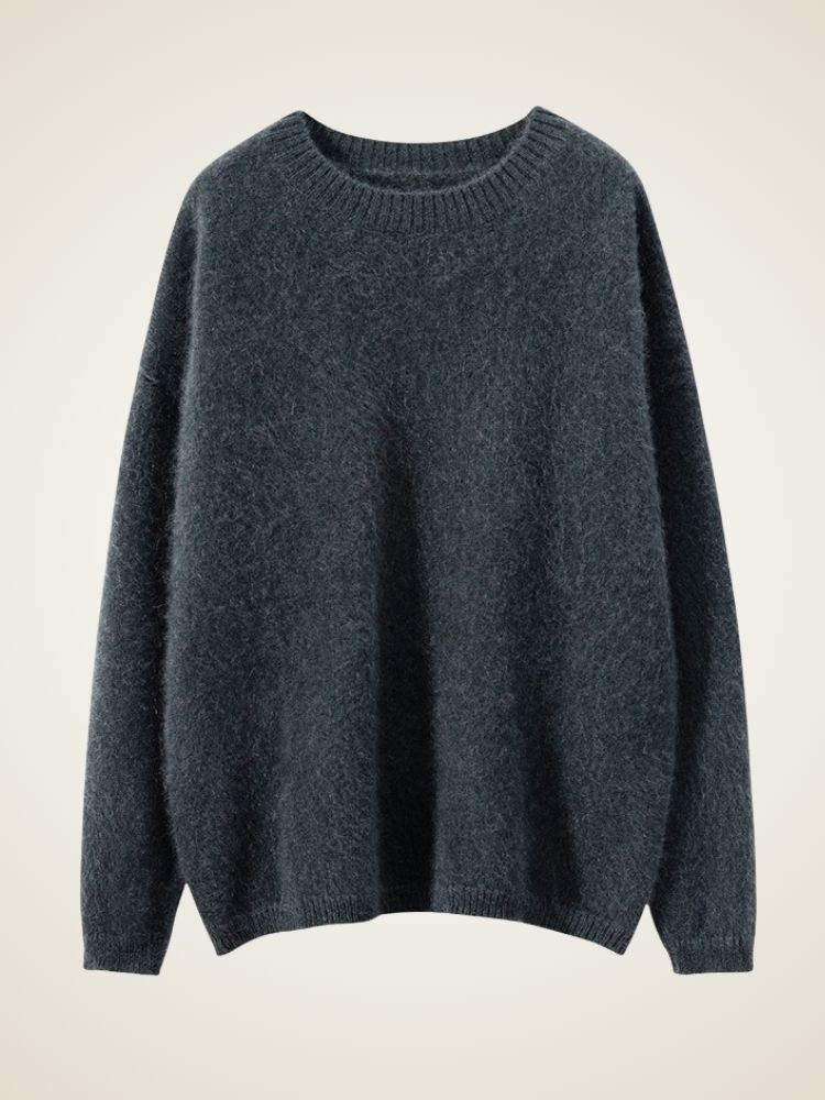Zeliana - Dark Gray Classic Cashmere Crewneck Sweater | The Cashmere Studio