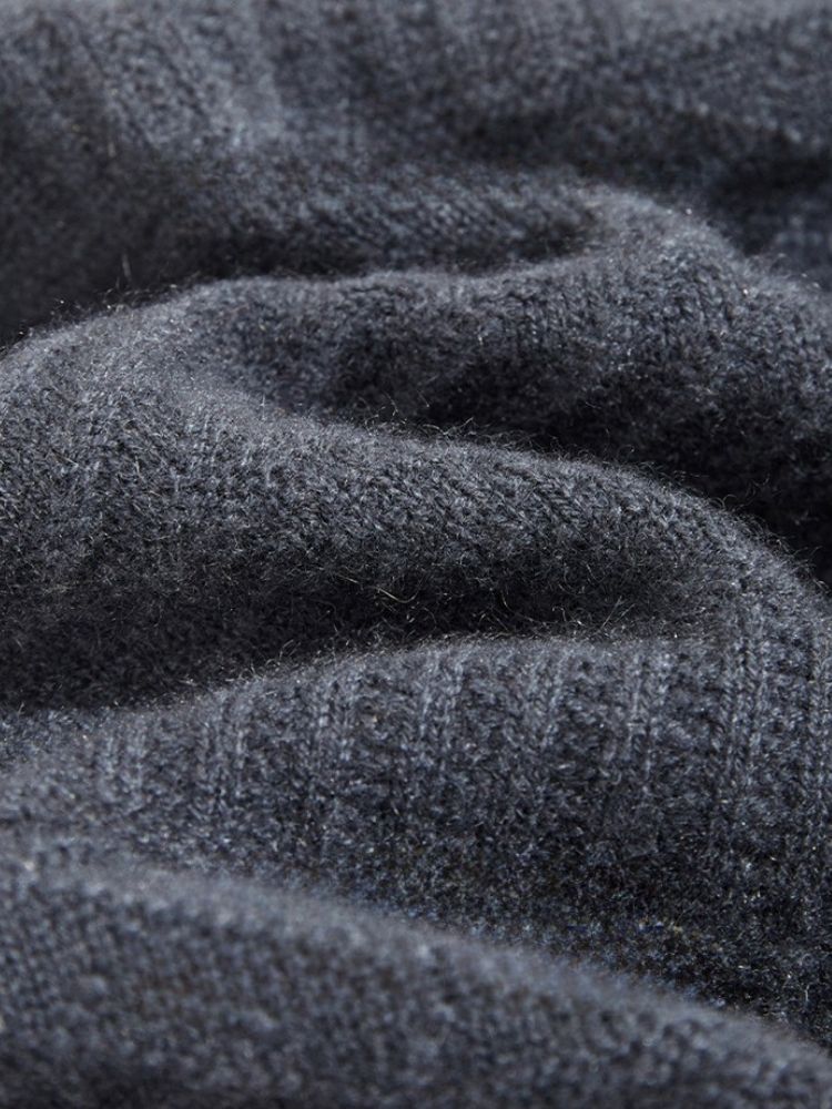 Grayson - Dark Gray Artisanal Knit Cashmere Crewneck | The Cashmere Studio