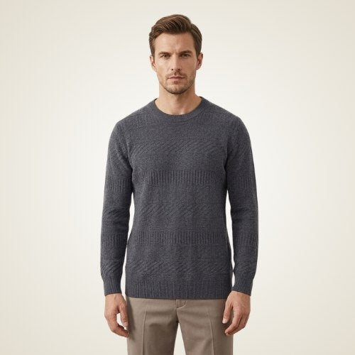 Grayson - Artisanal Knit Cashmere Crewneck | The Cashmere Studio