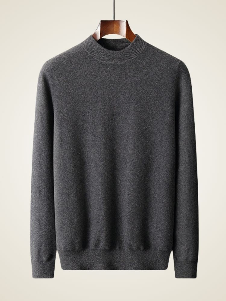 Jude - Dark Gray Cashmere Mock-Neck Sweater | The Cashmere Studio
