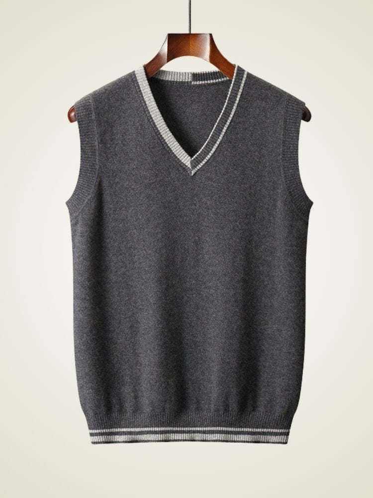 Nash - Dark Gray Classic Cashmere Vest | The Cashmere Studio