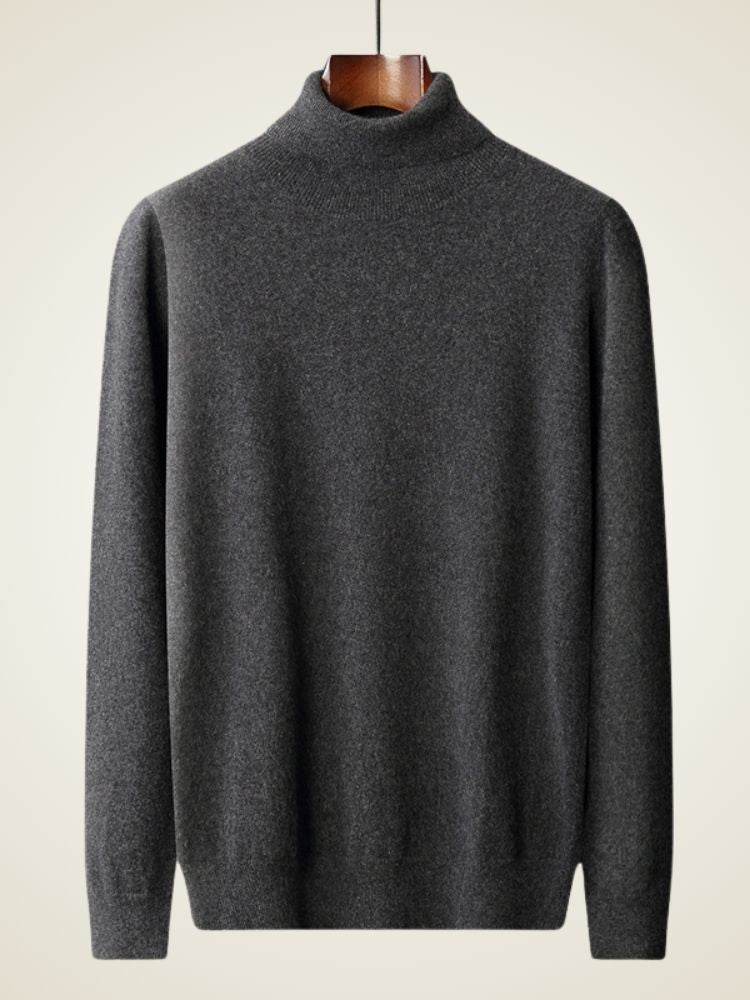 Amos - Dark Gray Cashmere Turtleneck Sweater | The Cashmere Studio