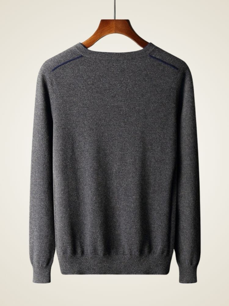 Novan - Dark Gray V-Neck Cashmere Sweater | The Cashmere Studio