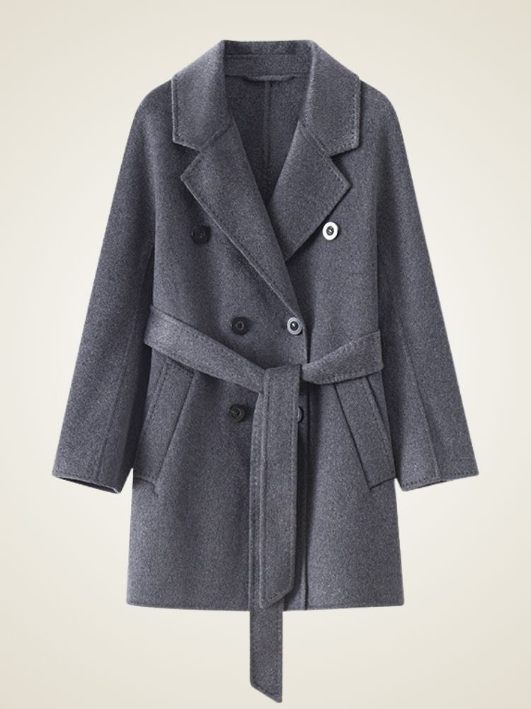 Delara - Dark Gray Double-Breasted Cashmere Coat | The Cashmere Studio