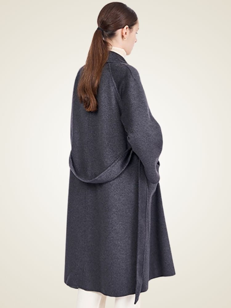 Sofia - Dark Gray Long Cashmere Coat | The Cashmere Studio