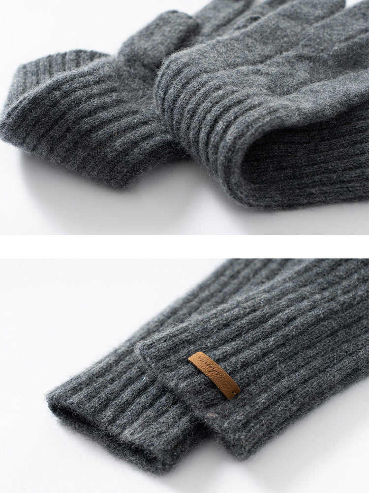 Mari - Dark Gray Classic Cashmere Gloves | The Cashmere Studio