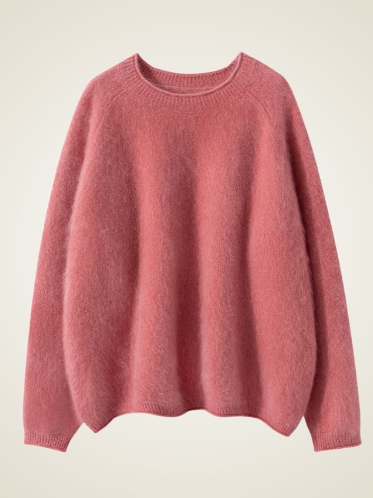 Merelis - Dark Pink Brushed Cashmere Sweater | The Cashmere Studio