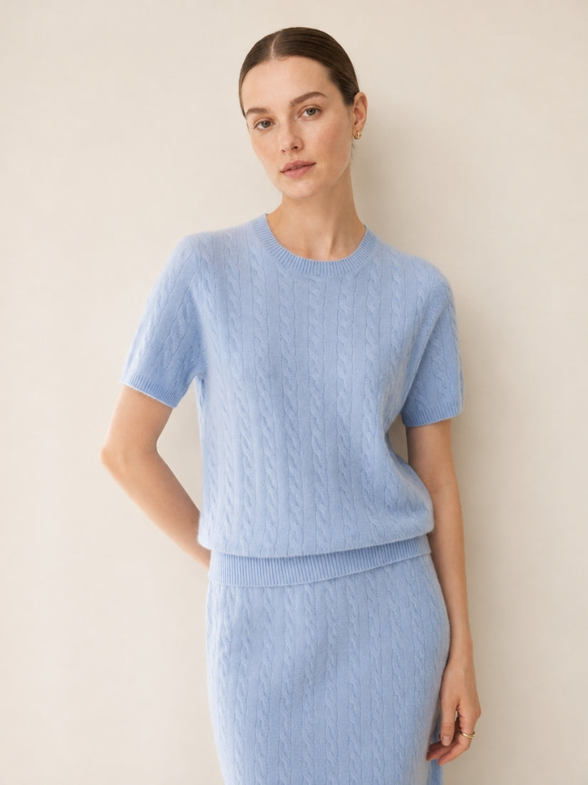 Daryssa — Short Sleeve Cashmere Top | The Cashmere Studio