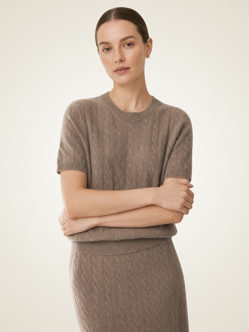 Daryssa — Short Sleeve Cashmere Top | The Cashmere Studio