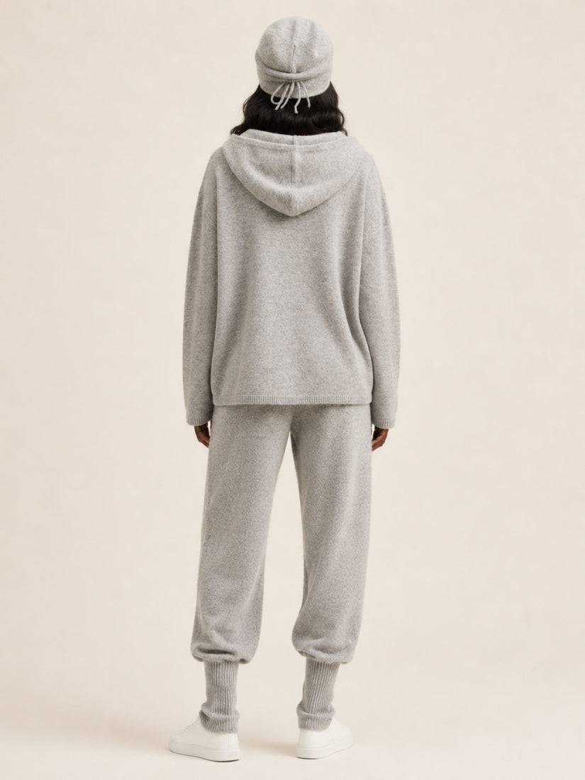 Dravena — Light Gray Cashmere Hoodie Set | The Cashmere Studio