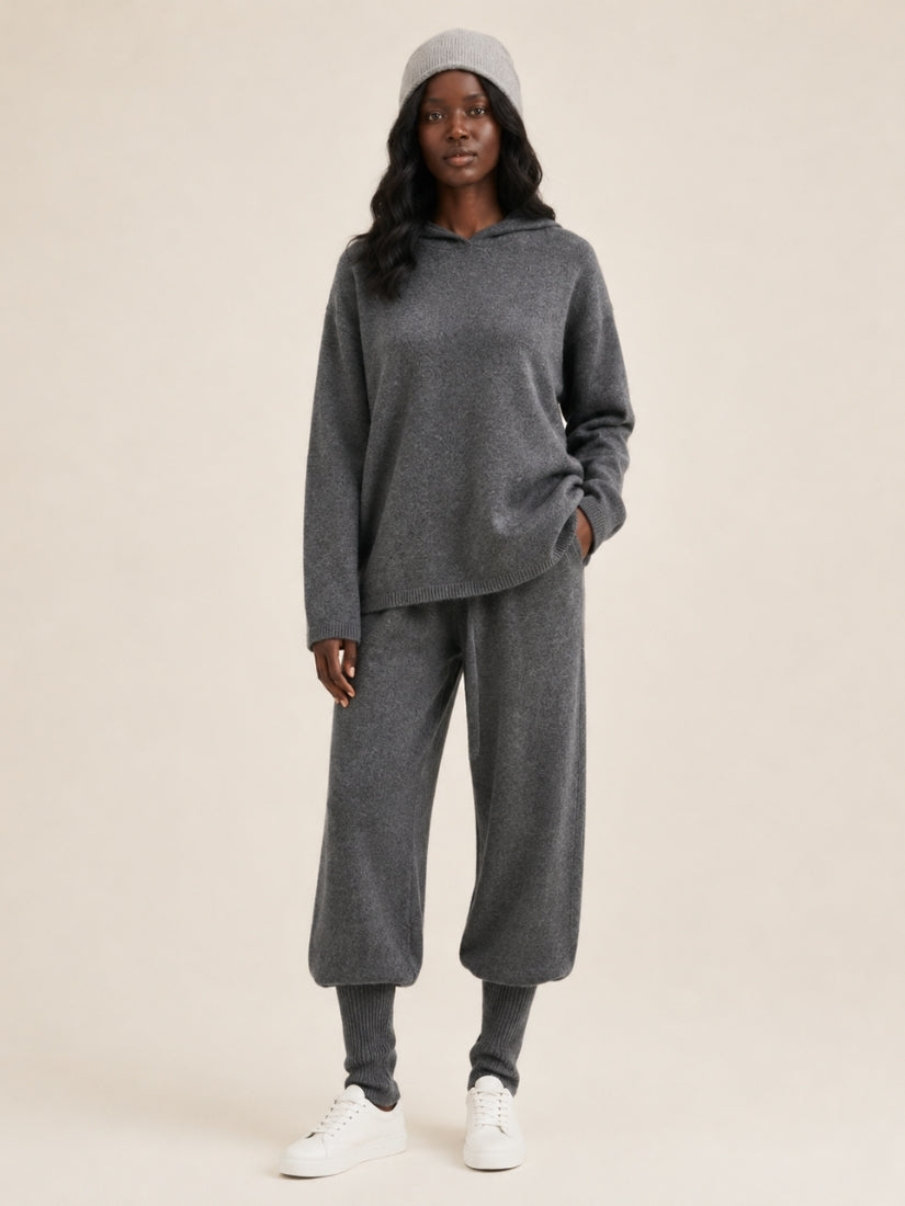 Dravena — Gray Cashmere Hoodie Set | The Cashmere Studio