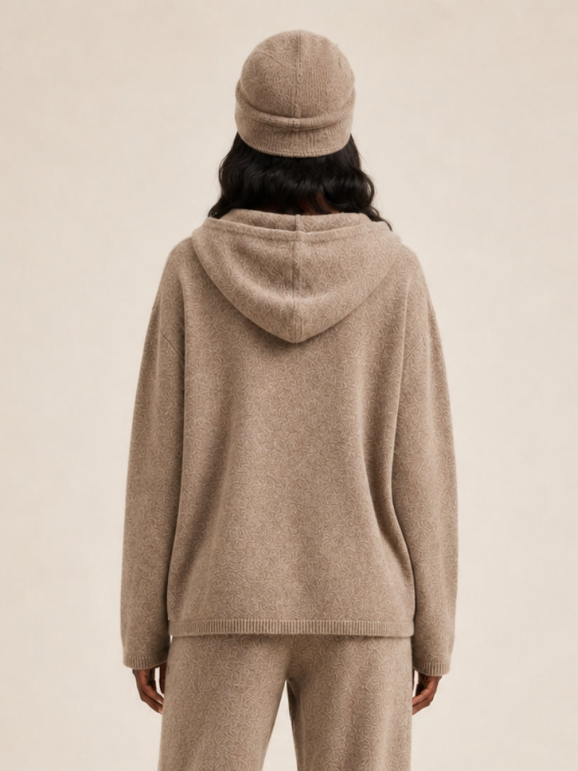 Dravena — Taupe Oversized Cashmere Hoodie | The Cashmere Studio