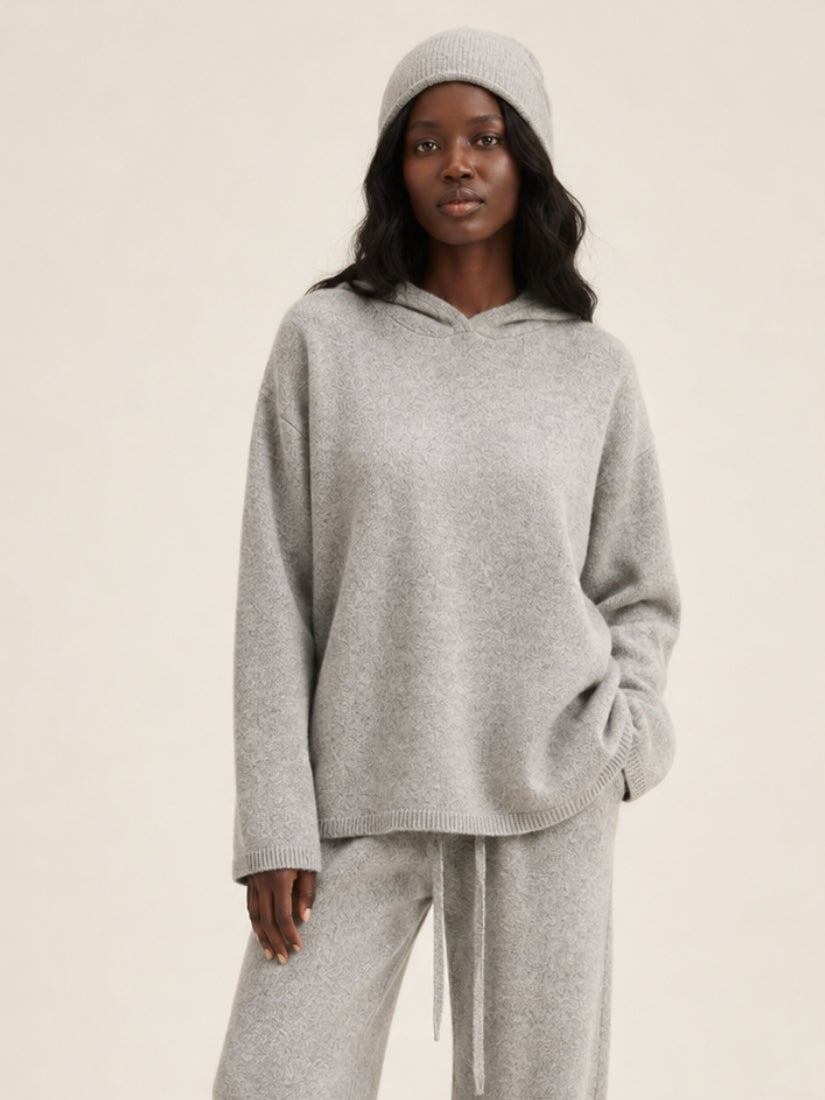 Dravena — Gray Oversized Cashmere Hoodie | The Cashmere Studio